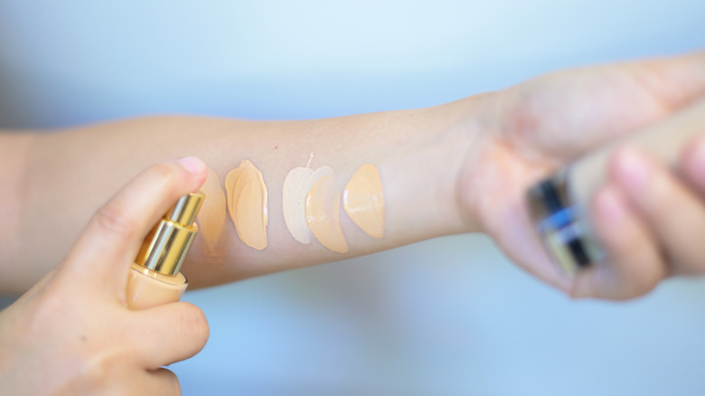 foundation swatches on arm