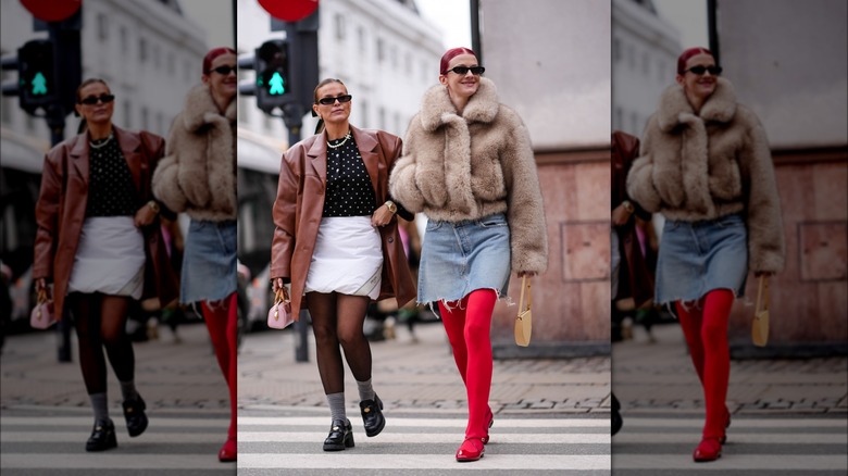 Woman wearing short skirt