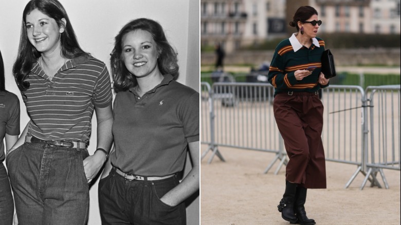 UCLA students in 1980, and a woman at a Paris fashion week event in 2026