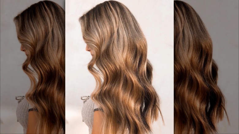 woman with golden hair highlights