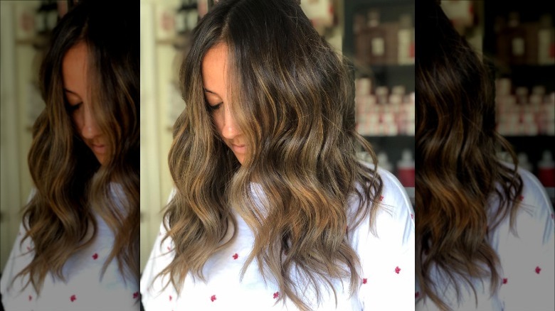 woman with golden hair highlights