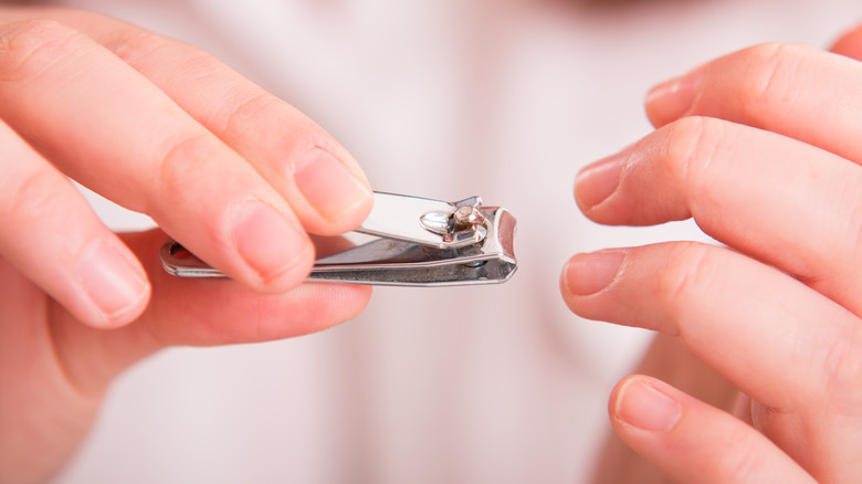 close up clipping nails