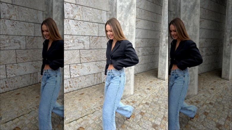 woman with blazer and jeans