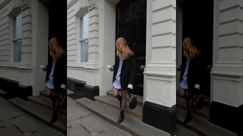 woman wearing dress and blazer