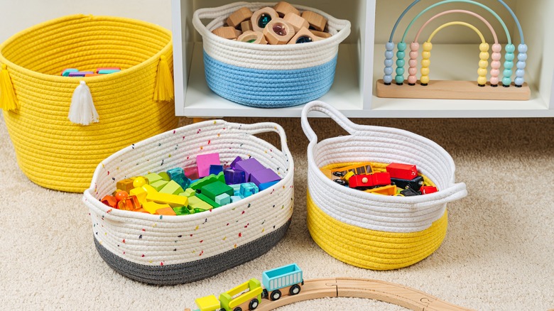 Toddler toys in bins