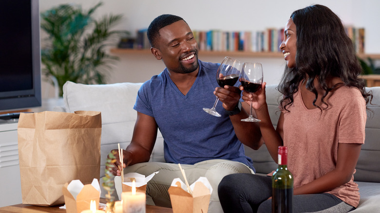 Couple drinking wine together