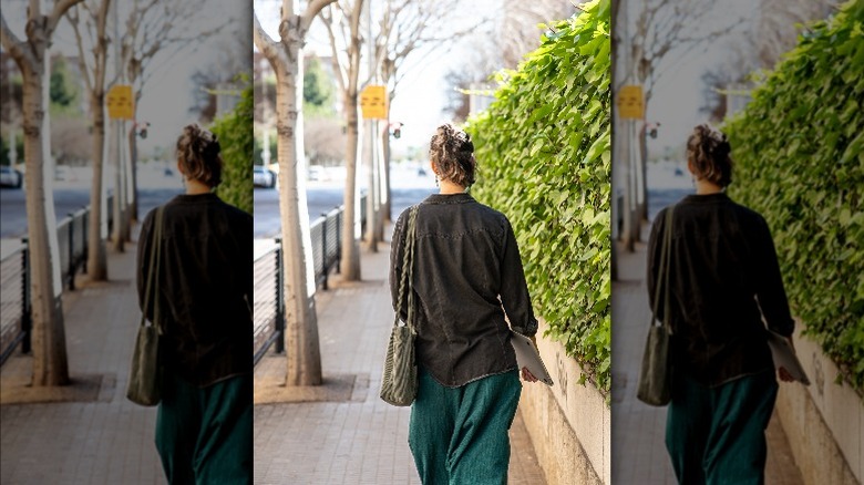 woman in baggy clothes