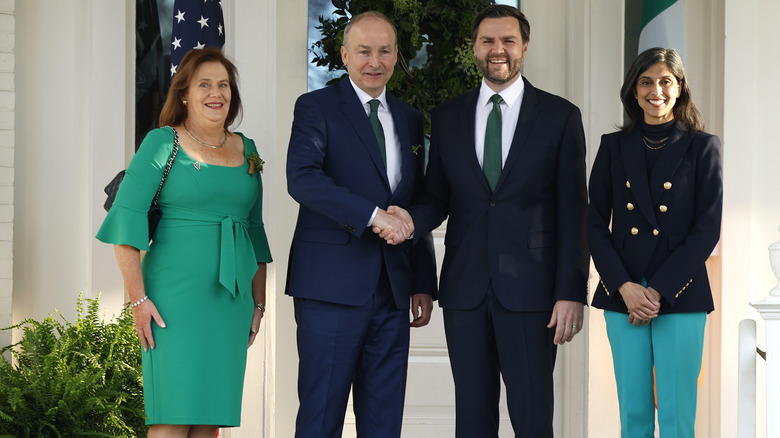 Usha and JD Vance meeting the Taoiseach of Ireland and his wife