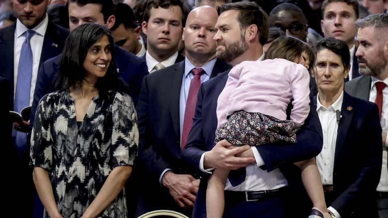 Usha and JD Vance in Vatican City with their daughter