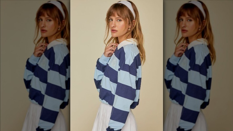 blue striped Rugby polo top