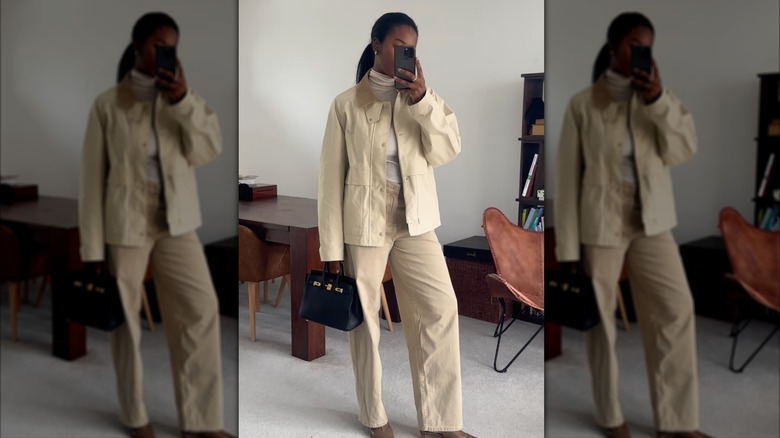 Cream beige canvas jacket