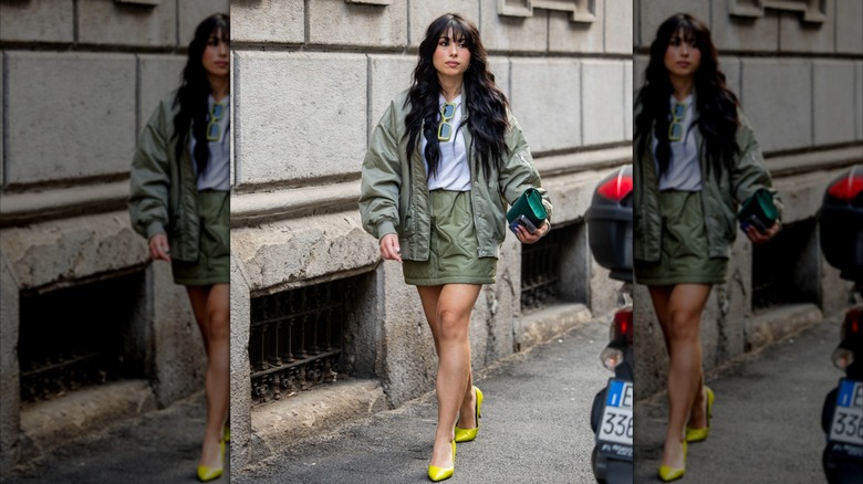 Green khaki bomber rain jacket