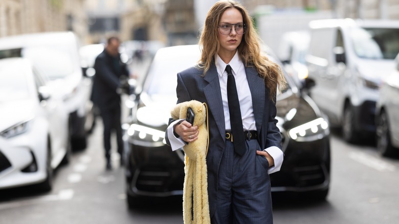 woman wearing suit and tie
