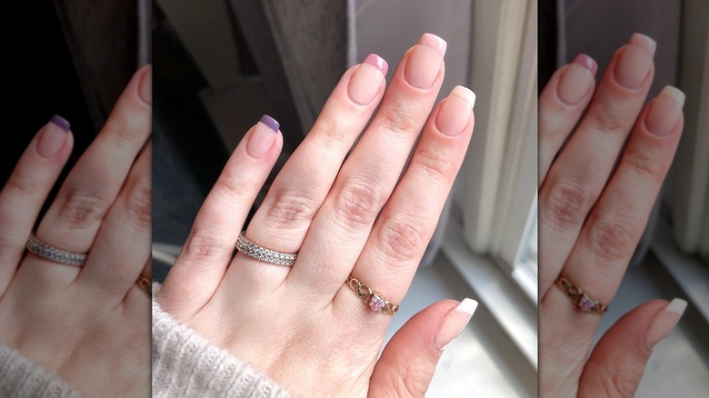 mauve French tips paint chip