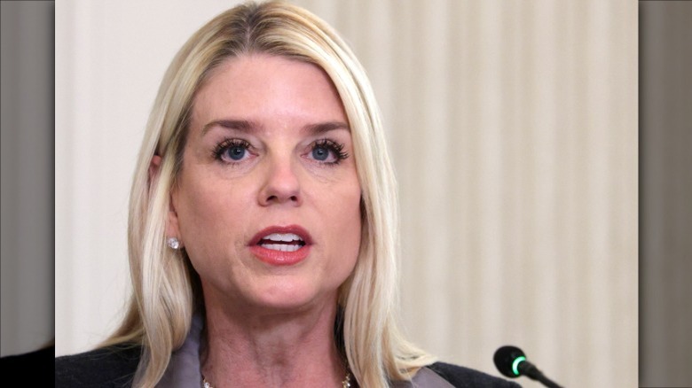 Pam Bondi with clumpy lashes