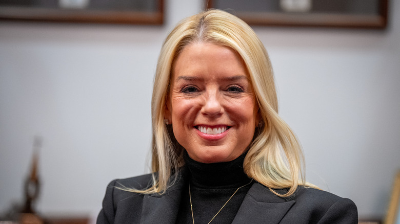 Pam Bondi with orange foundation