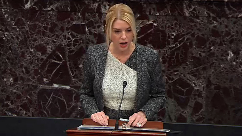 Pam Bondi speaks to Congress during Donald Trump's impeachment trial