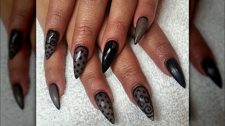 fingernails with nail polish