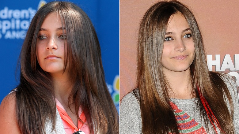 Paris Jackson at red carpet events in 2011 and 2012.