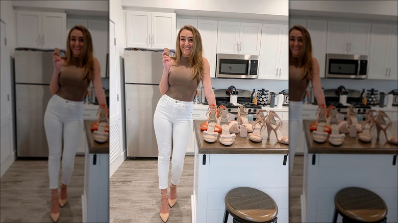 Haley Pavone holding shoes