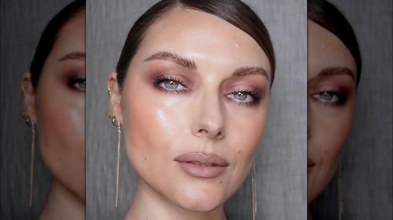 Woman with highlighted cheeks