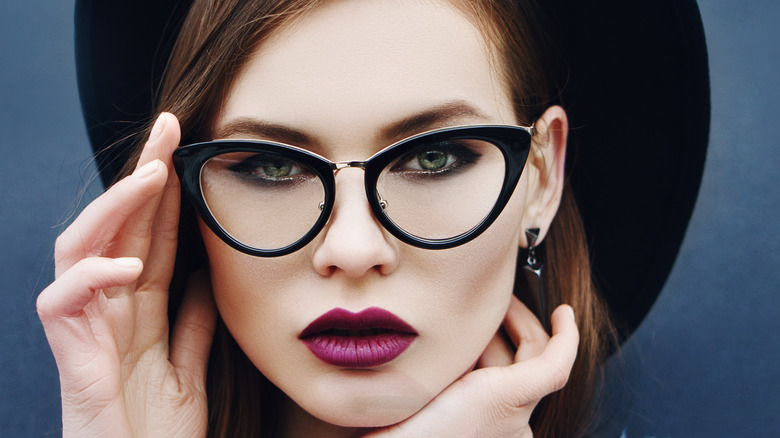 Black cat-eye glasses