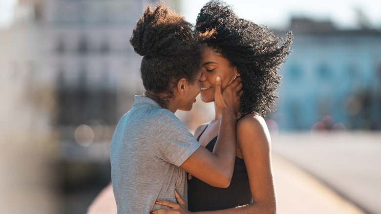 Couple about to kiss