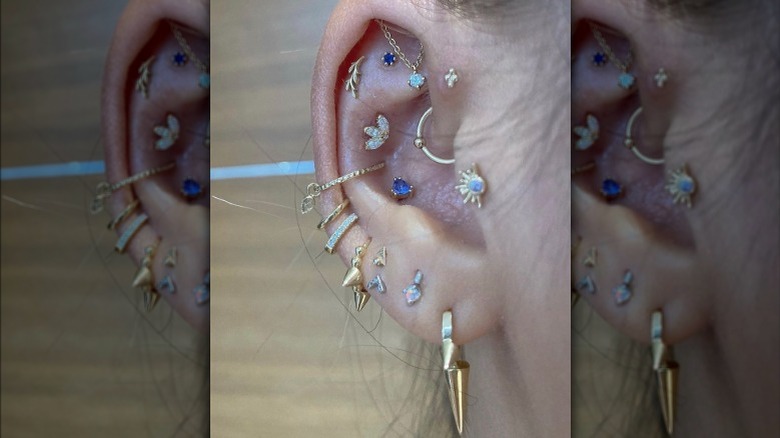 blue and gold earrings