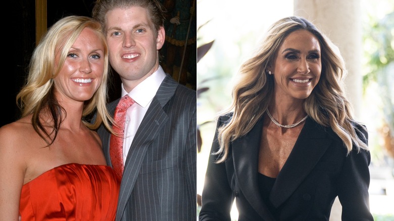 Lara Trump with blond-and-brown thinner hair and with thicker creamy blond hair