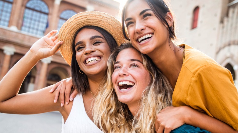 three girls having fun