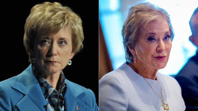Linda McMahon in 2010 and 2025