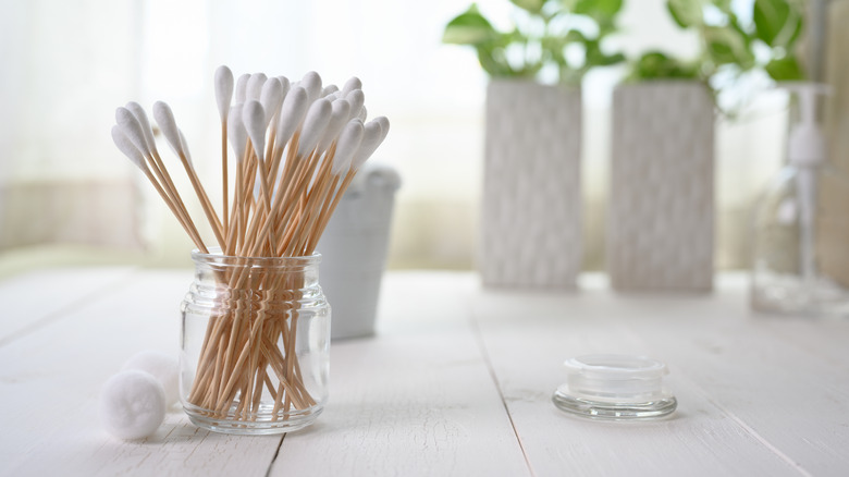 Cotton swabs in a jar
