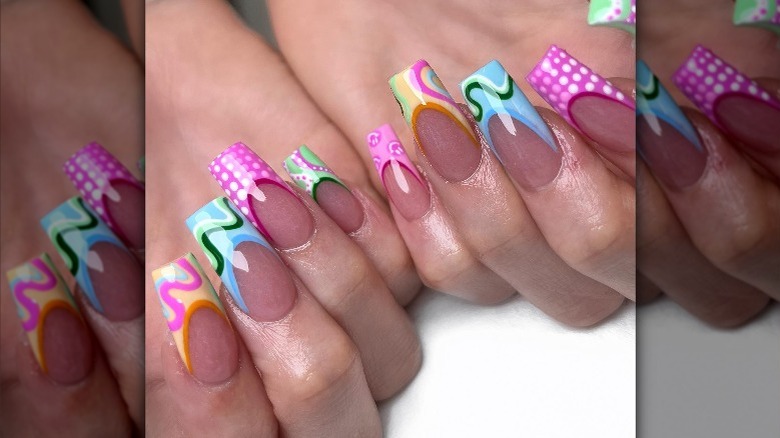 Colorful French manicure from Instagram user @nailzbymarley