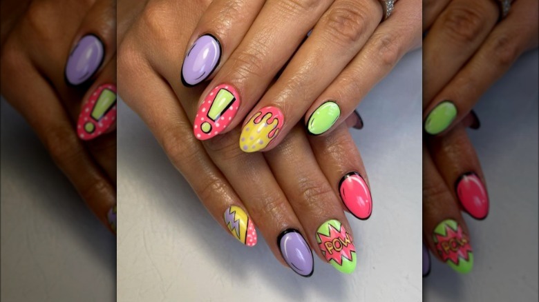 Pastel comic pop art nails