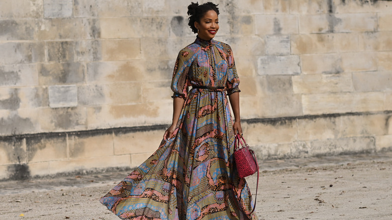 woman wearing maxi dress