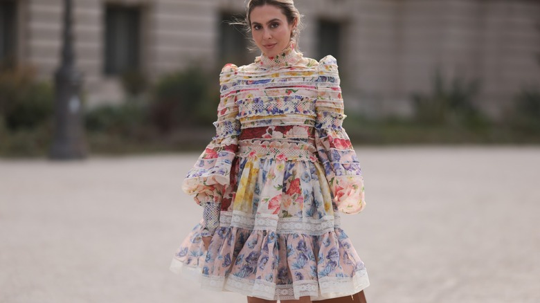 woman wearing mini prairie dress