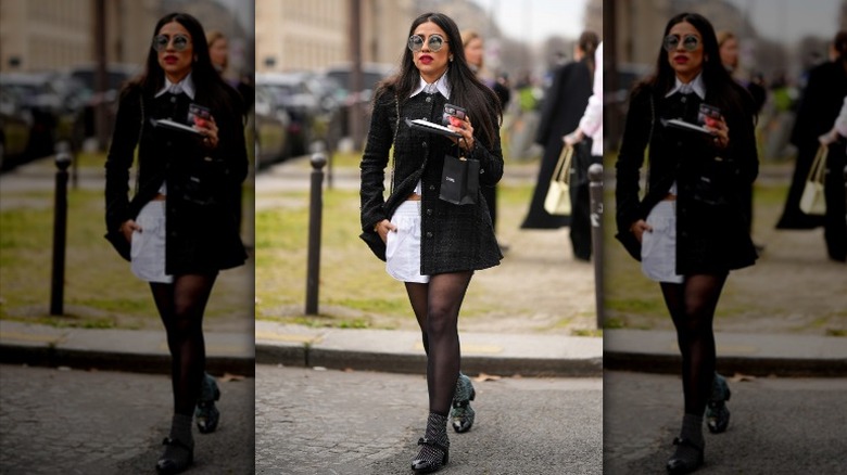 woman with black tights