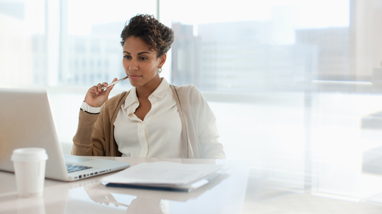 Woman sitting at work