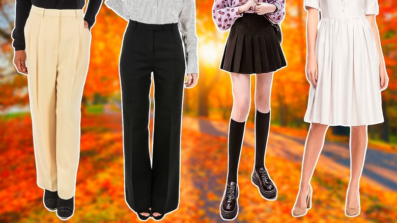 Women wearing fall pleat outfits