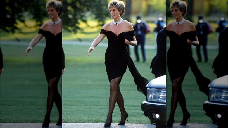 Princess Diana wearing her famous black revenge dress in 1994