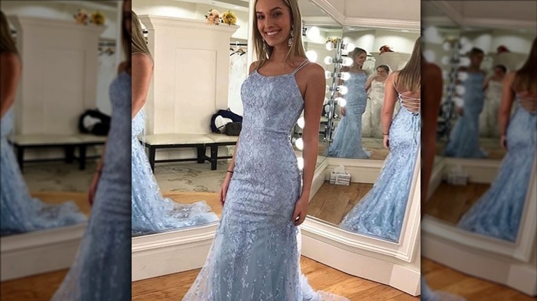 Blissful blue column dress