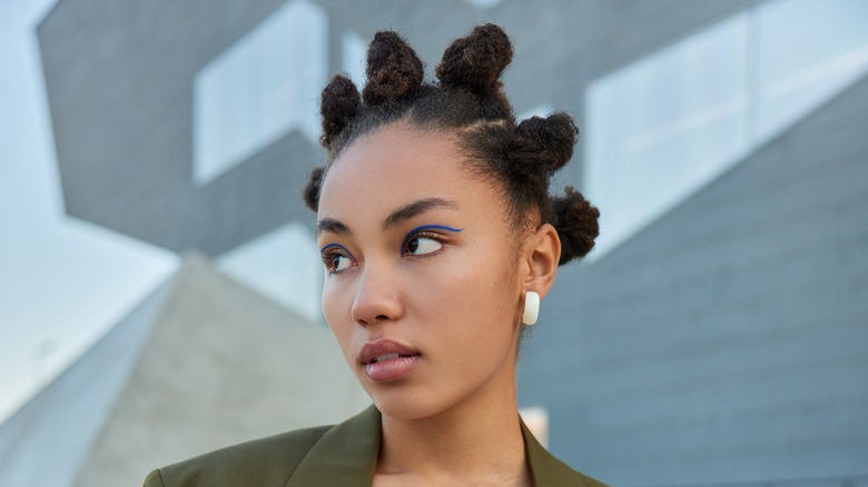woman wearing smudged eyeliner