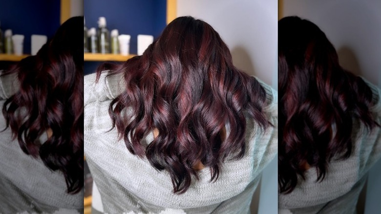 Black cherry balayage hair