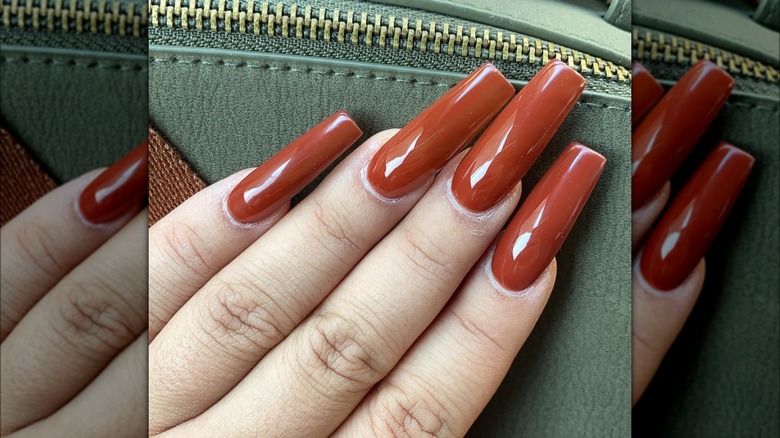 Long burnt orange nails