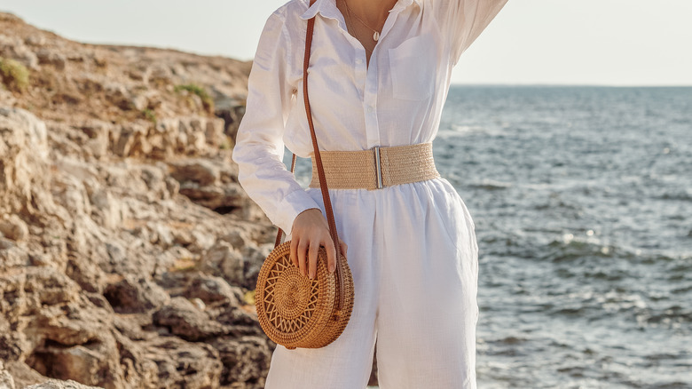 woman in white at beach