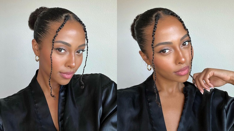 A woman with a sleek bun