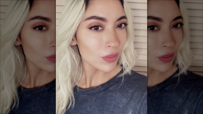 woman with raw blond hair