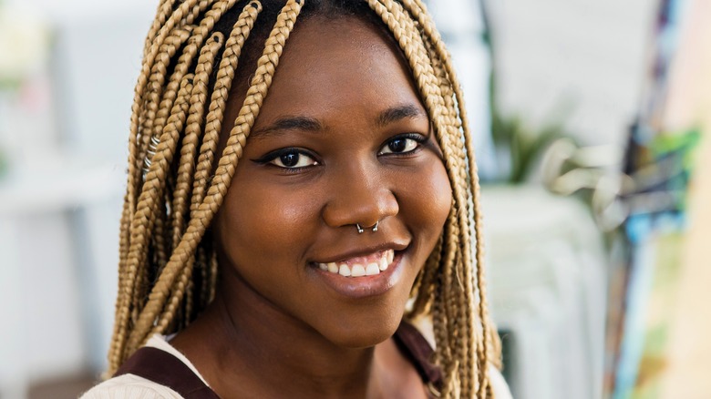 woman with septum piercing