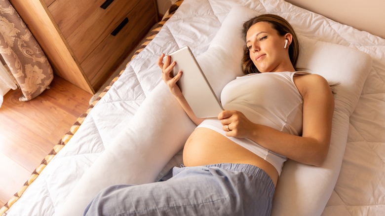 Pregnant woman relaxing