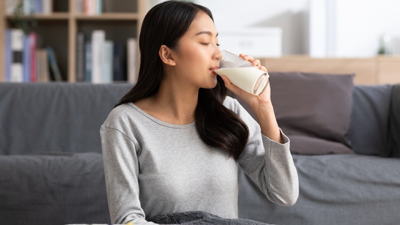 Woman drinking milk